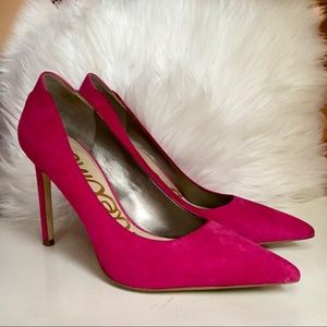 Sam Edelman Hot Pink Fuschia Suede Stiletto Pumps